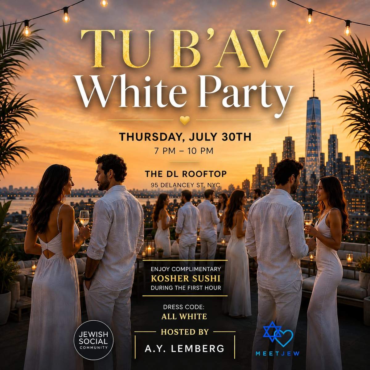 Tu B'Av White Party at The DL Rooftop | Photo | Will | YESODI