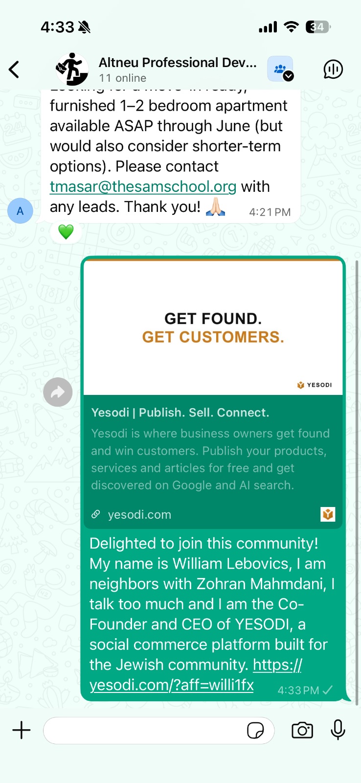 Join your synagogue chat | YESODI