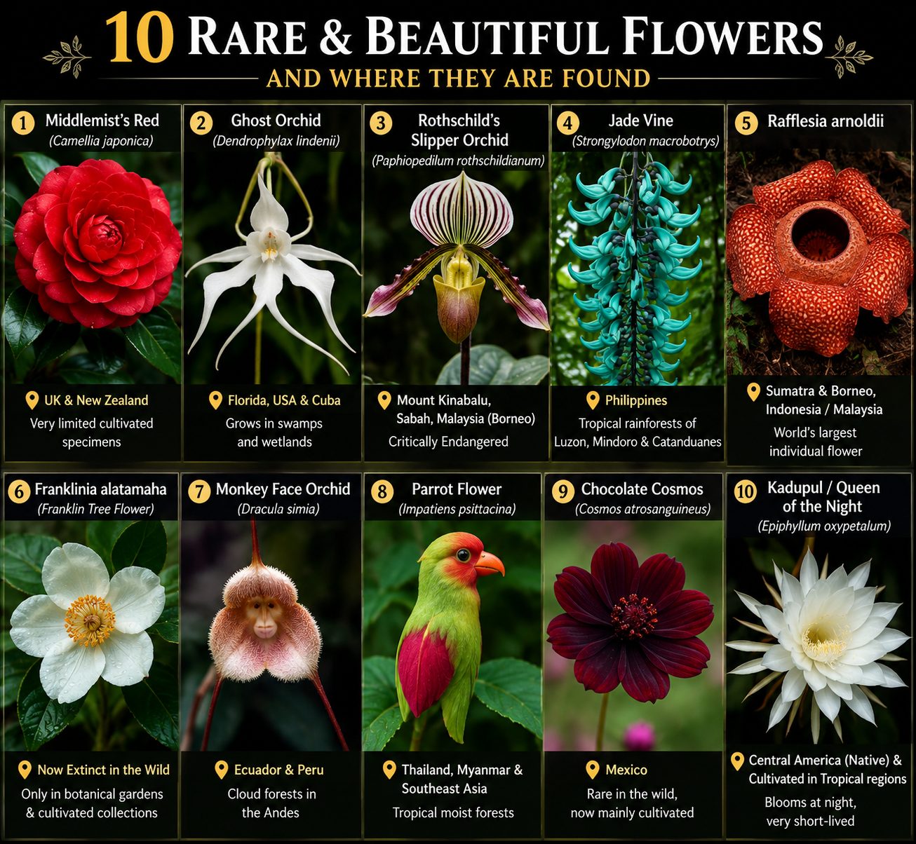 🌸 10 of the Rarest & Most Beautiful Flowers on Earth 🌍 | YESODI