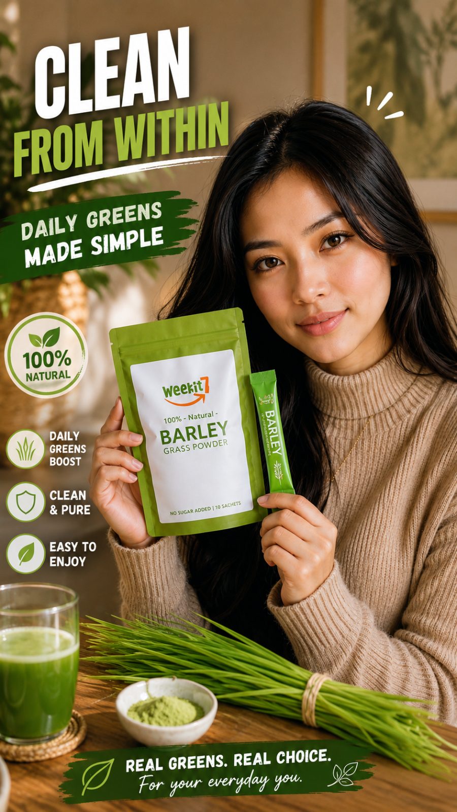 Barley Grass Powder Drink · Barley Grass Packs Digestive… | Ms.Eve on YESODI