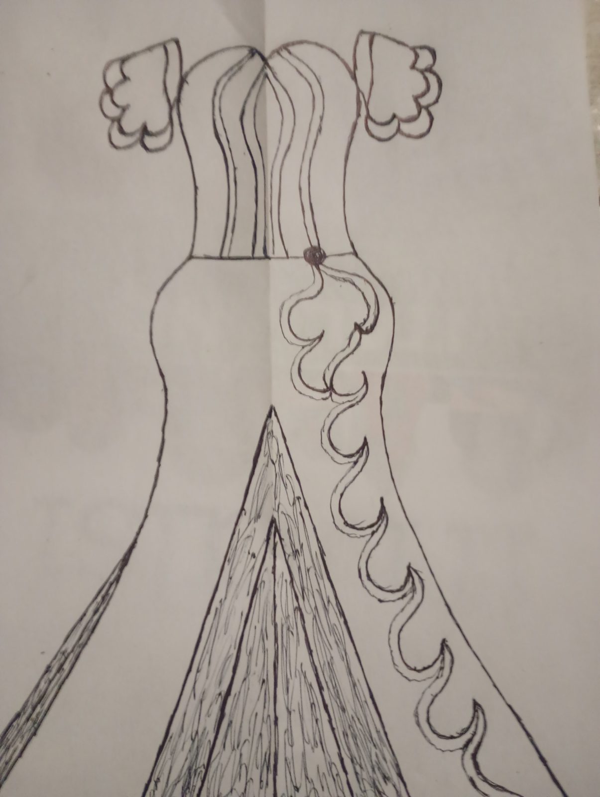 Elegant Dress Sketch Illustration | Art | Gibbi | YESODI