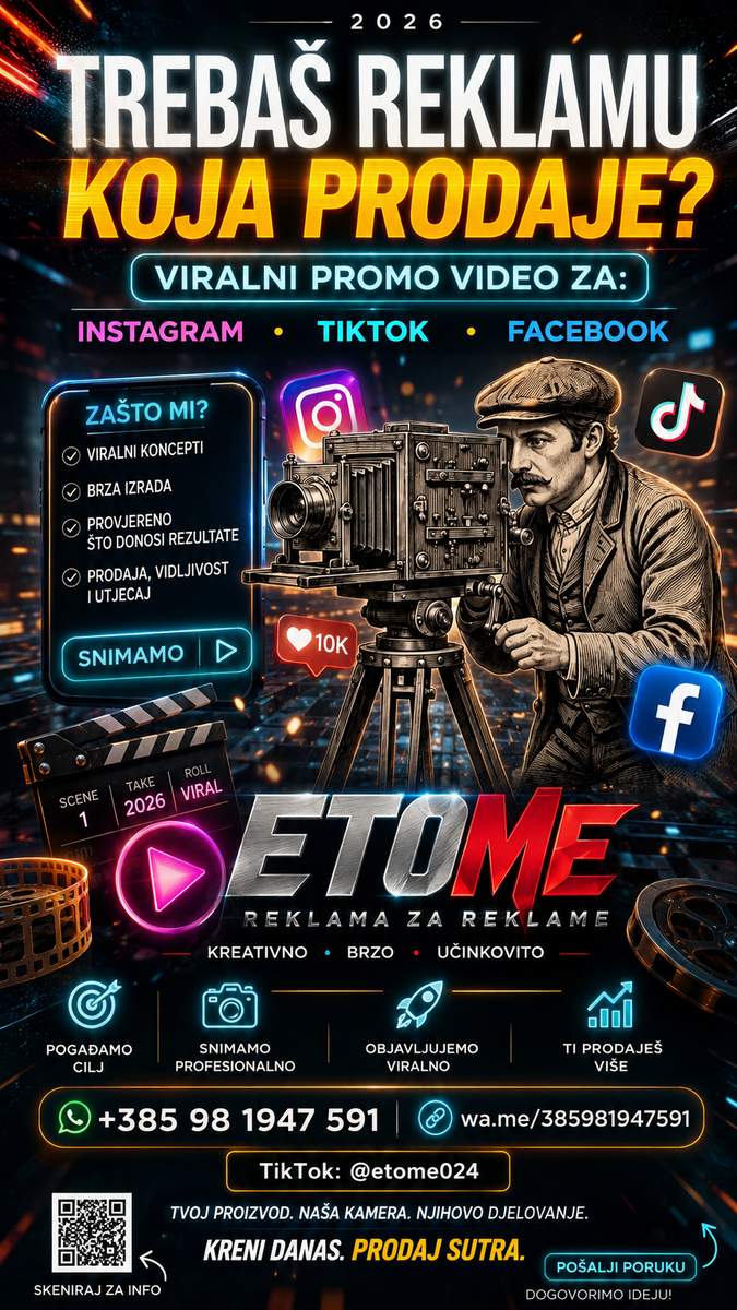 π¬ ONE PROMO VIDEO β $49
Need a professional video for your business?
EtoMe 24h creates short-form promotional videos designed for TikTok, Instagram Reels and social media advertising.
What you get:
β 1 professional vertical video
β Strong opening hook
β Professional editing
β Captions & on-screen text
β Music / sound design
β Ready-to-post format
β Fast delivery
π° PRICE: $49
Perfect for:
Restaurants β’ Hotels β’ Apartments β’ Shops β’ Services β’ Creators β’ Small Businesses
π© Send us your business details, photos or existing footage.
We turn your business into content people want to watch.
π EtoMe 24h β Your business. Your content. Your next customers.