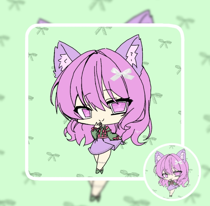 Pink-haired Chibi Cat Character Illustration | Art | Vyiah | YESODI